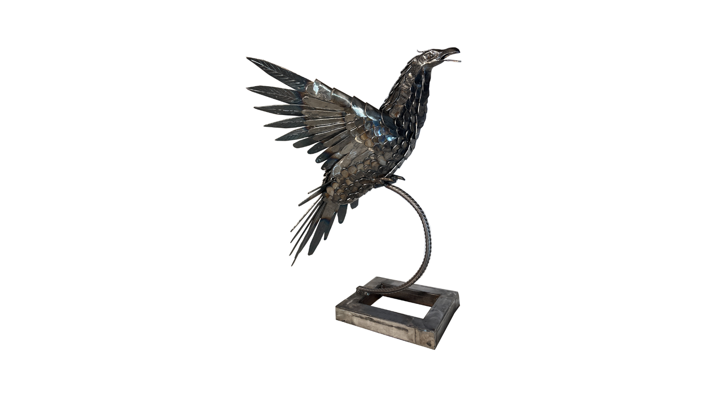Heat Painted Metal Hawk Sculpture
